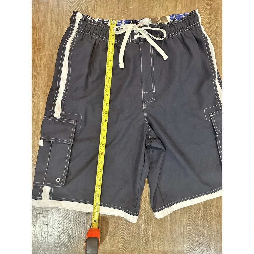 NWT Hang Ten Board Shorts Mens Size Large Navy White Stripe Mesh Draw String NEW